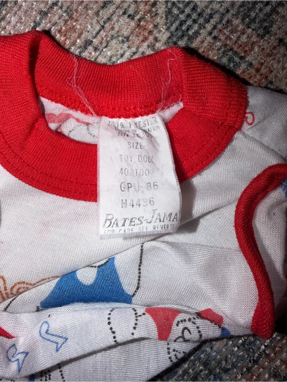 Work Out Bears Red Bates Jama Toy Doll Nightgown Dress 1980s Toy Doll Size